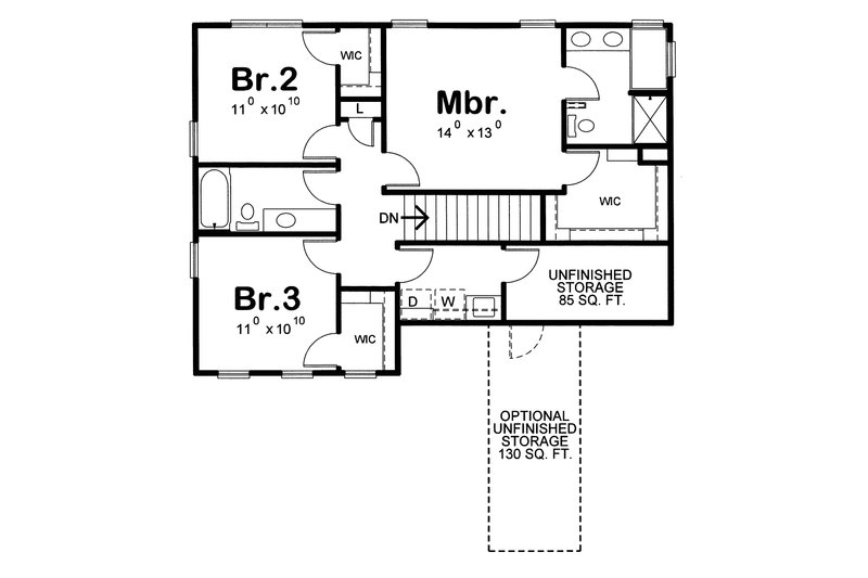 Home Plan - Floor Plan - Upper Floor for Bungalow House Plan #20-1780 - 3 bed, 3 bath