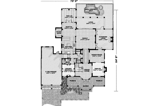Floor Plan - Main Floor for Southern House Plan #27-305 - 5 bed, 5 bath