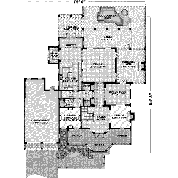 Southern Floor Plan - Main Floor Plan #27-305