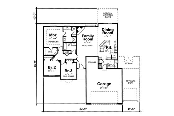 Floor Plan - Main Floor for European House Plan #20-2072 - 3 bed, 2 bath