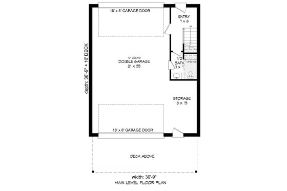 Floor Plan - Main Floor for Contemporary House Plan #932-300 - 1 bed, 1.5 bath