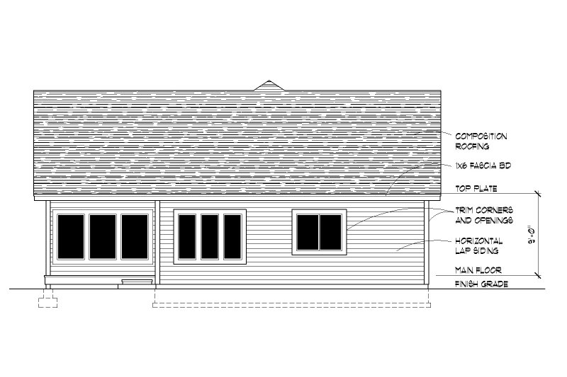 Home Plan - Exterior - Rear Elevation for Craftsman House Plan #112-234 - 3 bed, 2 bath