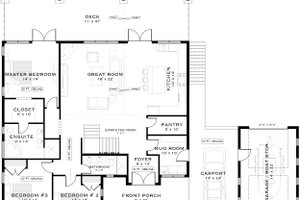 Floor Plan - Main Floor for Beach House Plan #1101-21 - 3 bed, 2 bath