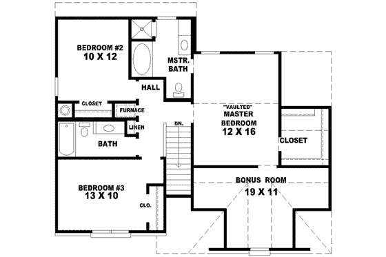 Floor Plan - Upper Floor for European House Plan #81-655 - 3 bed, 2.5 bath