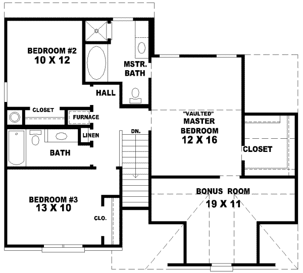 Floor Plan - Upper Floor for European House Plan #81-655 - 3 bed, 2.5 bath