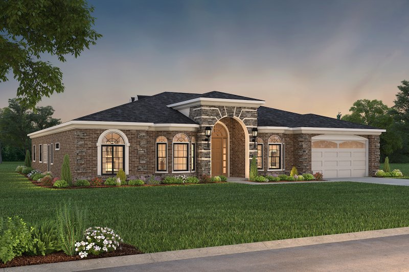 Dream House Plan - Exterior - Front Elevation 3 for Adobe / Southwestern House Plan #1-1136 - 4 bed, 3 bath