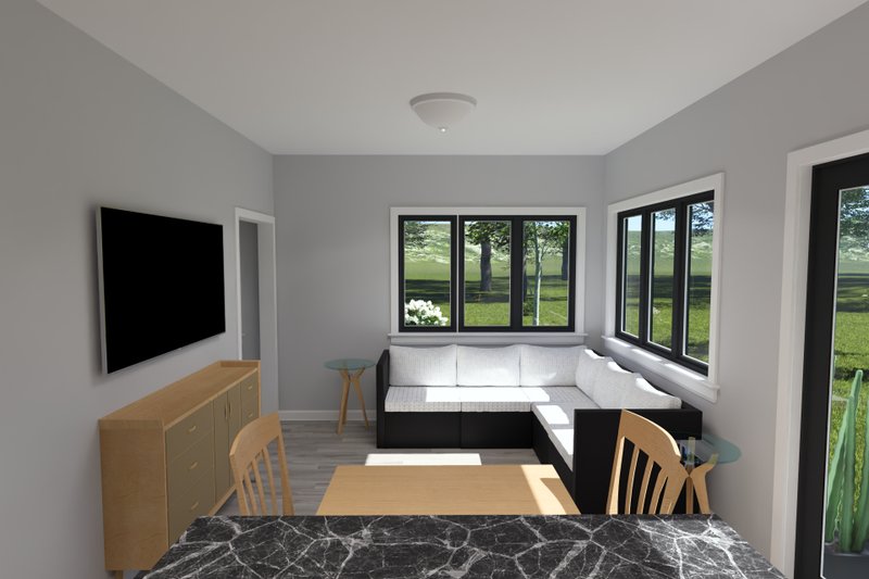 Dream House Plan - Interior - Family Room 1 for Contemporary House Plan #513-2416 - 1 bed, 1 bath