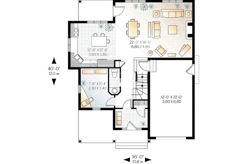 Dream House Plan - Floor Plan - Main Floor for European House Plan #23-334 - 3 bed, 1.5 bath