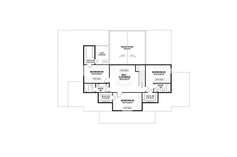 House Blueprint - Floor Plan - Upper Floor for Farmhouse House Plan #1117-44 - 4 bed, 3.5 bath