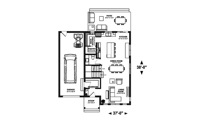 House Blueprint - Floor Plan - Main Floor for Farmhouse House Plan #23-2763 - 3 bed, 2.5 bath