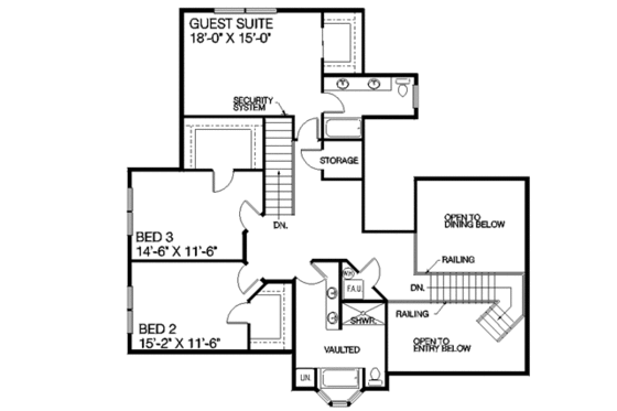 Floor Plan - Upper Floor for Traditional House Plan #60-155 - 5 bed, 3.5 bath