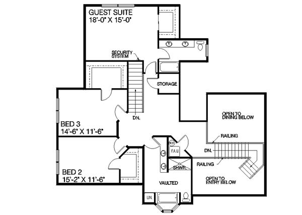 Traditional Floor Plan - Upper Floor Plan #60-155
