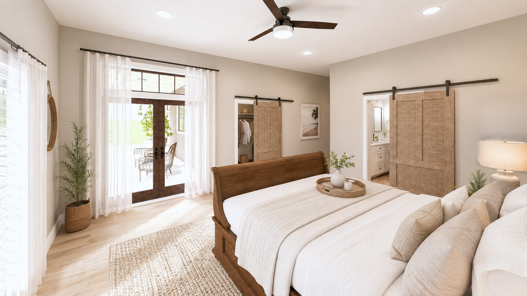 Interior - Master Bedroom 1 for Farmhouse House Plan #44-316 - 4 bed, 3 bath