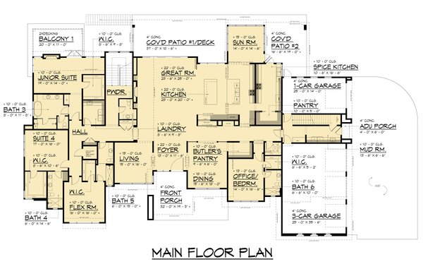 House Blueprint - Contemporary Floor Plan - Main Floor Plan #1066-313
