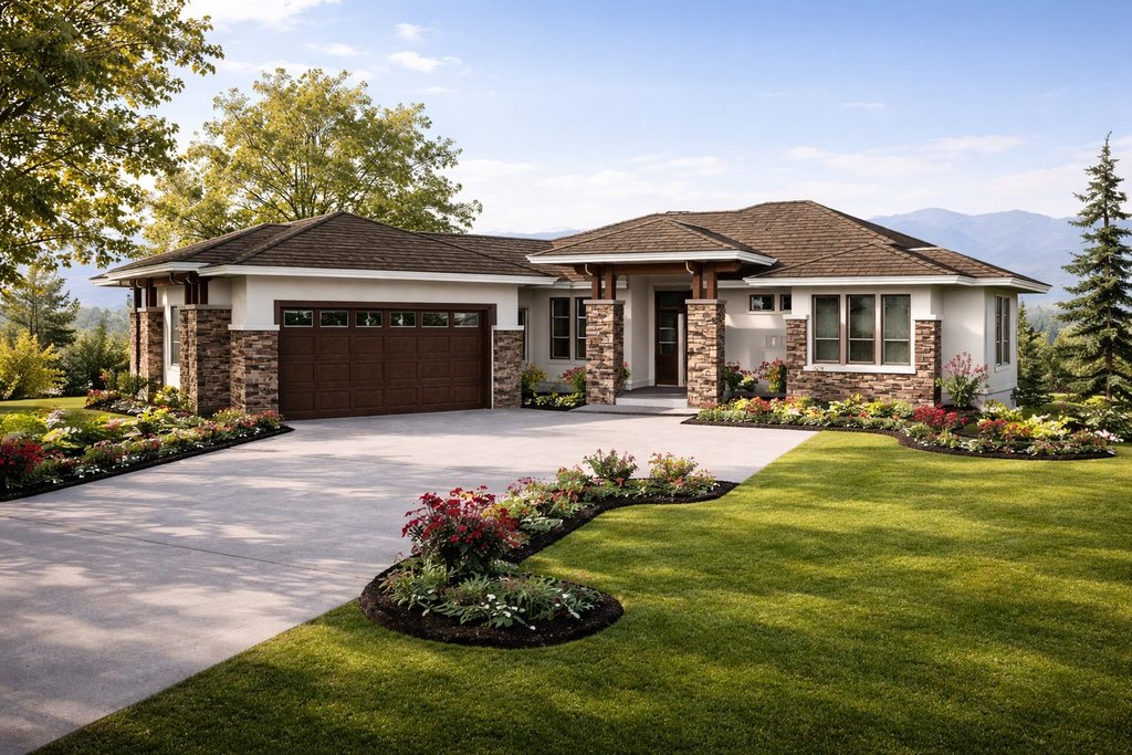 Exterior - Front Elevation 2 for Ranch House Plan #1100-140 - 2 bed, 2 bath
