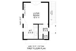 Floor Plan - Main Floor for Bungalow House Plan #932-625, 1 bath