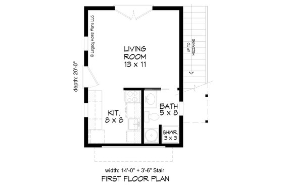 Floor Plan - Main Floor for Bungalow House Plan #932-625, 1 bath