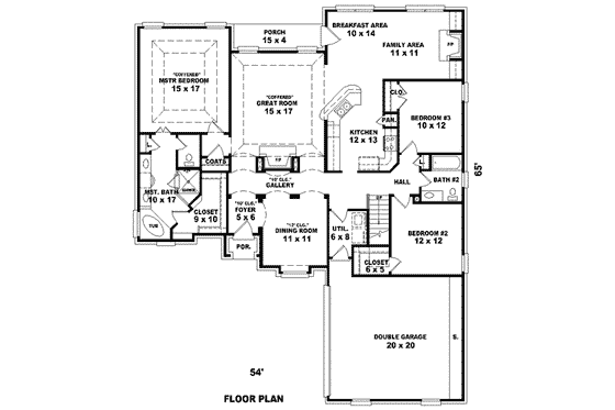 Floor Plan - Main Floor for European House Plan #81-1538 - 3 bed, 2 bath
