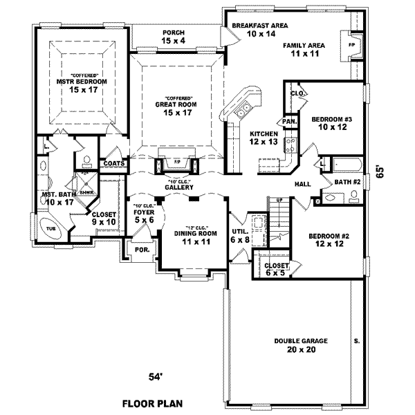 Floor Plan - Main Floor for European House Plan #81-1538 - 3 bed, 2 bath
