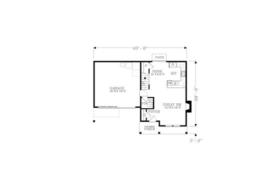 Floor Plan - Main Floor for Craftsman House Plan #53-640 - 3 bed, 2.5 bath