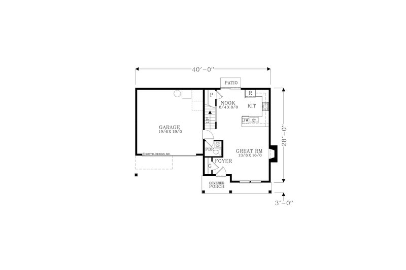 Architectural House Design - Floor Plan - Main Floor for Craftsman House Plan #53-640 - 3 bed, 2.5 bath