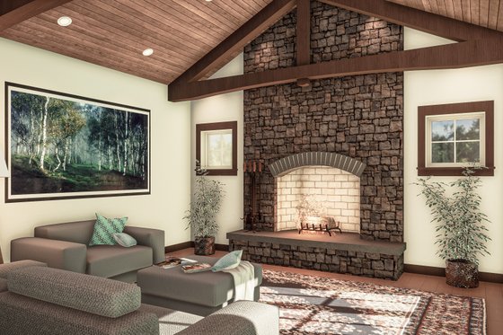 Interior - Family Room for Craftsman House Plan #1088-10 - 2 bed, 2 bath