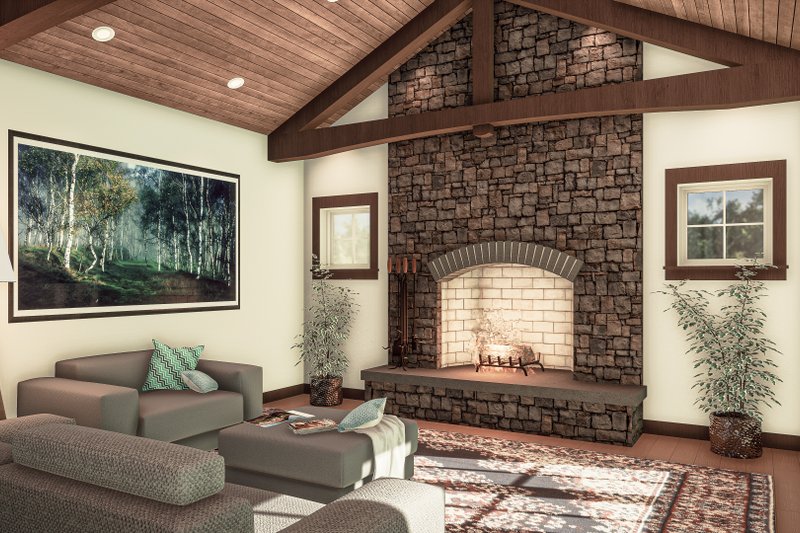 House Blueprint - Interior - Family Room for Craftsman House Plan #1088-10 - 2 bed, 2 bath