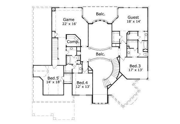 European Floor Plan - Upper Floor Plan #411-784