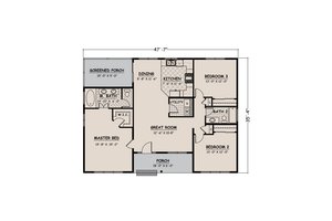 Floor Plan - Main Floor for Ranch House Plan #1082-6 - 3 bed, 2 bath