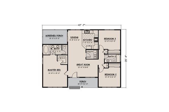 Floor Plan - Main Floor for Ranch House Plan #1082-6 - 3 bed, 2 bath