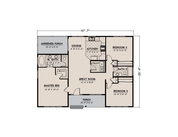 House Plan Design - Ranch Floor Plan - Main Floor Plan #1082-6