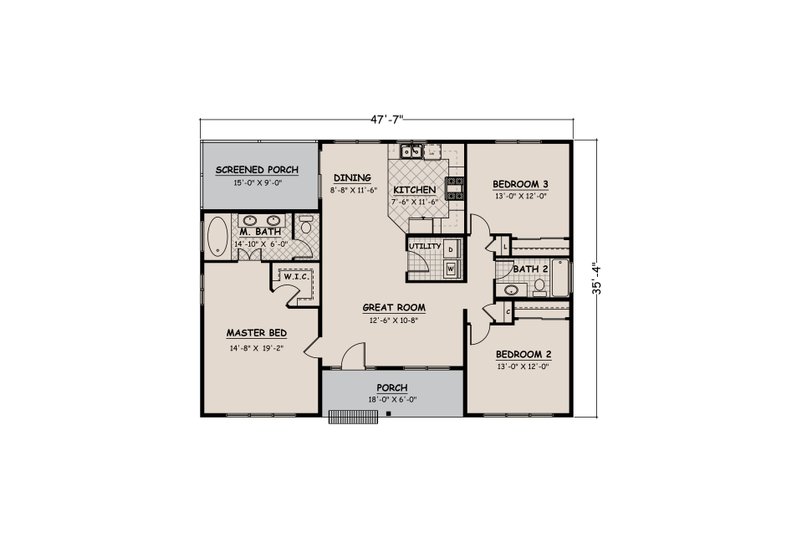 Home Plan - Floor Plan - Main Floor for Ranch House Plan #1082-6 - 3 bed, 2 bath