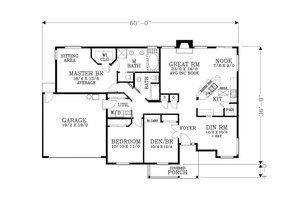 Floor Plan - Main Floor for Craftsman House Plan #53-546 - 3 bed, 2 bath