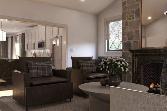 Interior - Family Room 1 for Tudor House Plan #455-373 - 2 bed, 2 bath