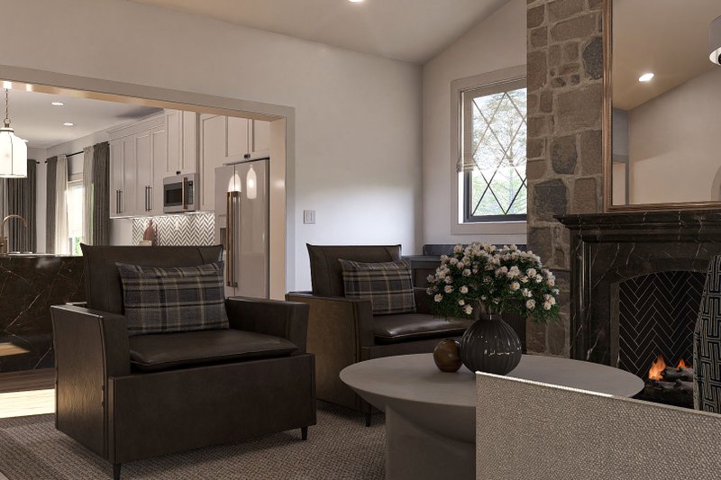 House Design - Interior - Family Room 1 for Tudor House Plan #455-373 - 2 bed, 2 bath