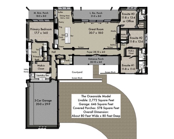 House Blueprint - Ranch Floor Plan - Main Floor Plan #489-15