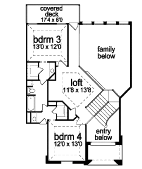 House Design - European Floor Plan - Upper Floor Plan #84-408