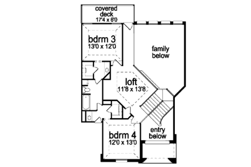 Home Plan - Floor Plan - Upper Floor for European House Plan #84-408 - 4 bed, 3 bath
