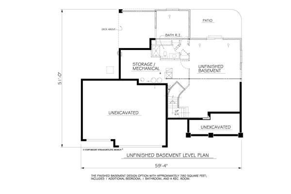 Architectural House Design - Floor Plan - Lower Floor for Traditional House Plan #1122-21 - 3 bed, 3 bath