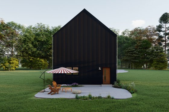 Exterior - Rear Elevation for Barndominium House Plan #1092-4 - 2 bed, 2.5 bath