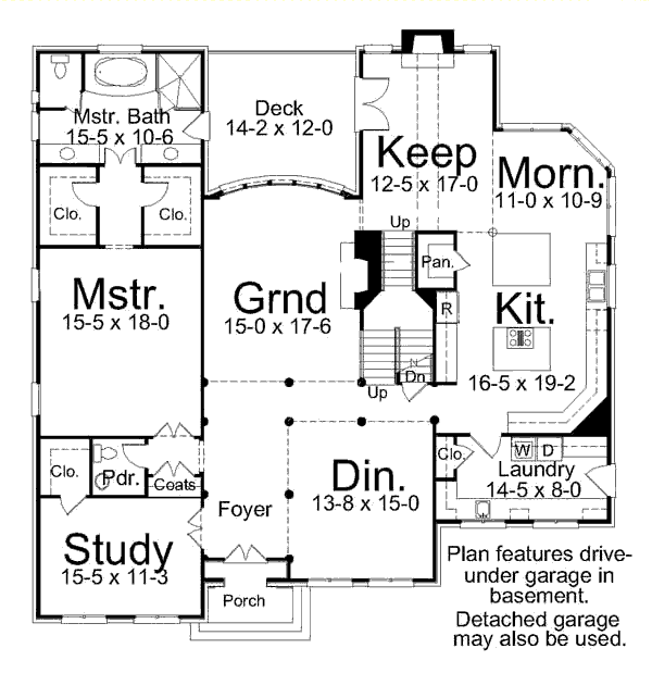 House Blueprint - Traditional Floor Plan - Main Floor Plan #119-353