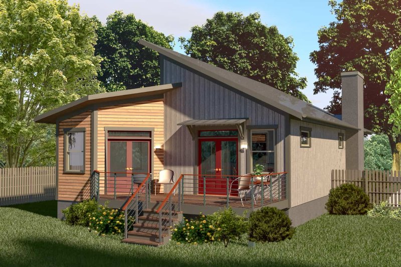 Dream House Plan - Exterior - Rear Elevation for Modern House Plan #79-292 - 3 bed, 2 bath