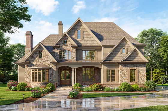 Exterior - Front Elevation 4 for Traditional House Plan #54-702 - 4 bed, 4 bath