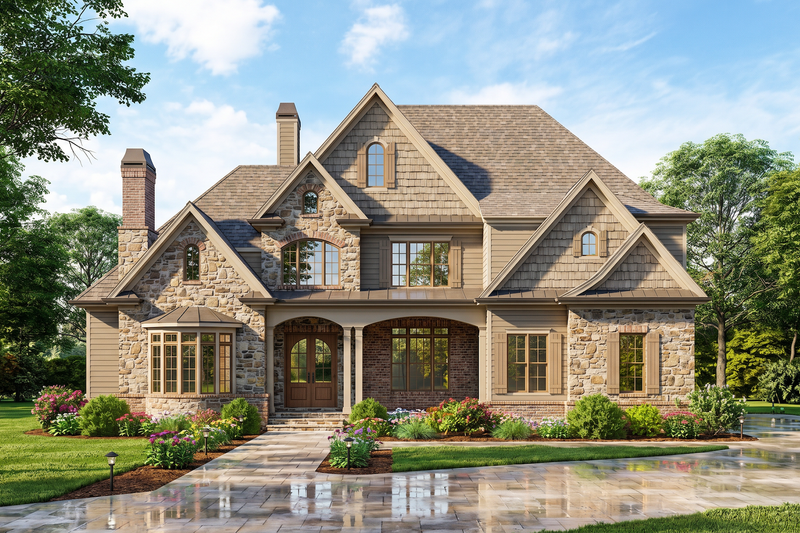 Architectural House Design - Exterior - Front Elevation 4 for Traditional House Plan #54-702 - 4 bed, 4 bath