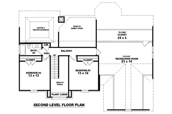 Floor Plan - Upper Floor for European House Plan #81-850 - 3 bed, 2.5 bath