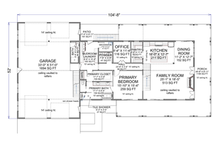 Floor Plan - Main Floor for Barndominium House Plan #1116-15 - 4 bed, 3.5 bath