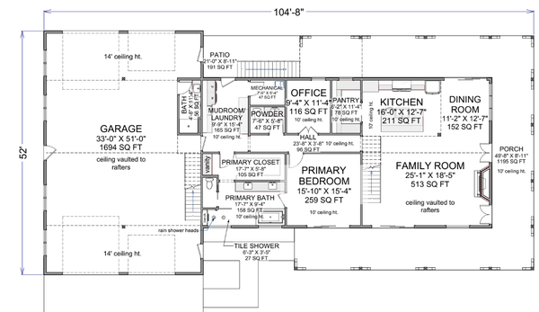 Barndominium Floor Plan - Main Floor Plan #1116-15