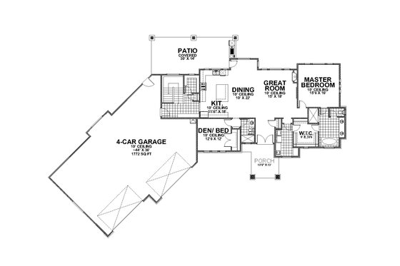 Floor Plan - Main Floor for Prairie House Plan #112-208 - 4 bed, 3 bath