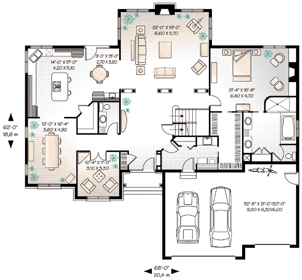 Architectural House Design - Traditional Floor Plan - Main Floor Plan #23-401