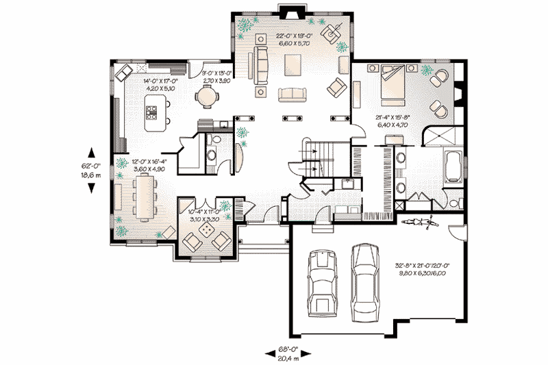 Home Plan - Floor Plan - Main Floor for Traditional House Plan #23-401 - 4 bed, 3.5 bath
